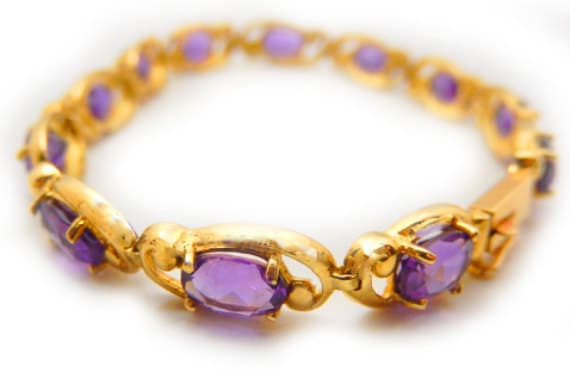 10 K Gold Amethyst Tennisarmband Hochwertige Tennisarmband Tennis Armband, Gold Armband von GopalsJewelry
