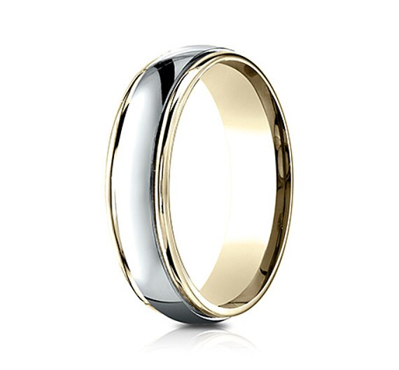14K Zweifarbiges Trauband, Weißgold Gelbgold Band, Herren Zweifarbiges Goldband, Weiß Mit Gelbgoldenen Bändern, Zweifarbige Trauringe, Band von GopalsJewelry
