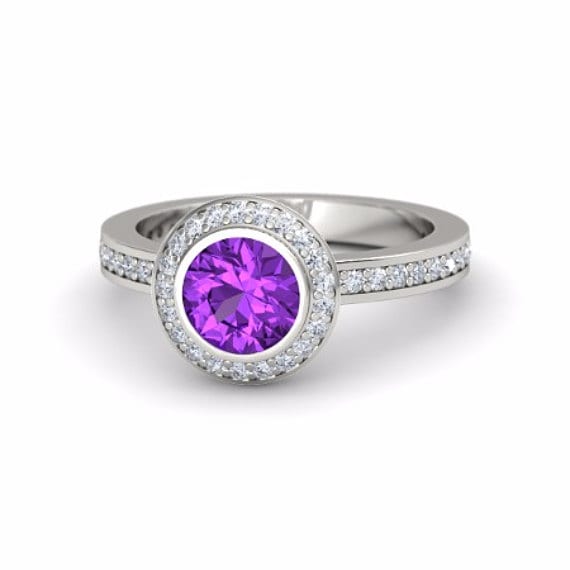 Amethyst Diamant-Ring, Lila Verlobungsring Verlobungsringe, Diamant Ring Trauringe Diamantring von GopalsJewelry