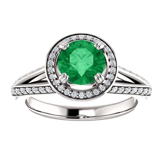 Diamant Halo Smaragd Verlobungsring, 1Ct Ring Gold, 1 Karat Ring, Runde von GopalsJewelry