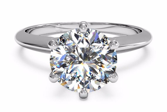 Moissanite Verlobungsring, 14 Weiß Gold Solitär 6 Stift, Ring, Für Immer Ein Moissanite, Rose Gold, Gold von GopalsJewelry