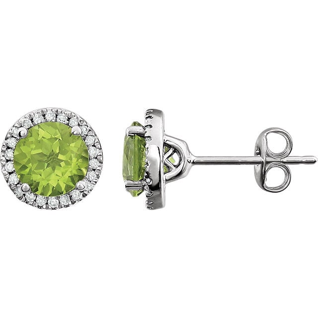 Peridot-Diamant-Halo-Ohrringe von GopalsJewelry
