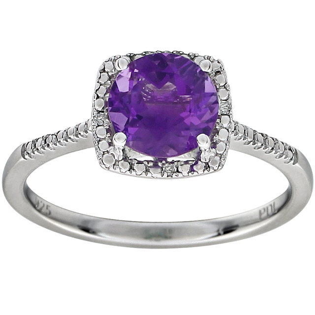 sterling Silber Amethyst Diamant-Ring von GopalsJewelry