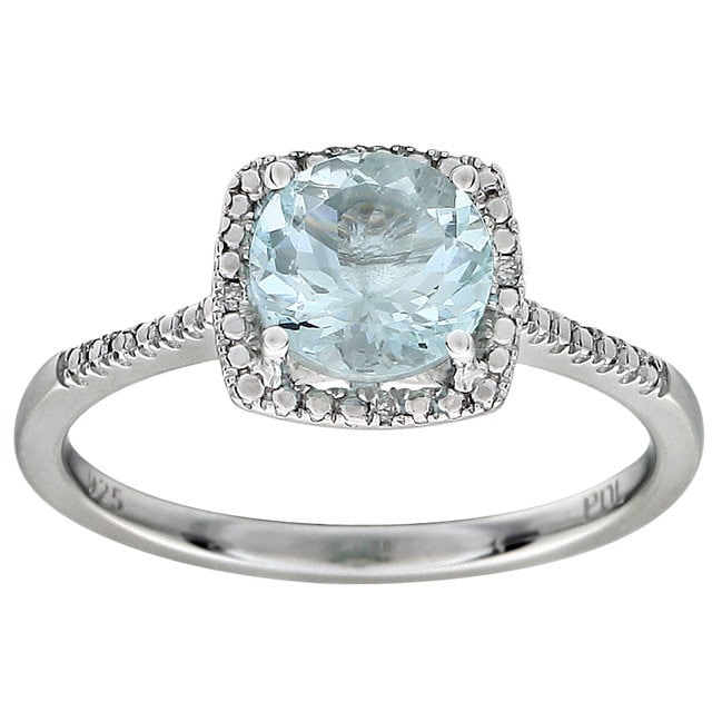 sterling Silber Aquamarin Diamant-Ring von GopalsJewelry