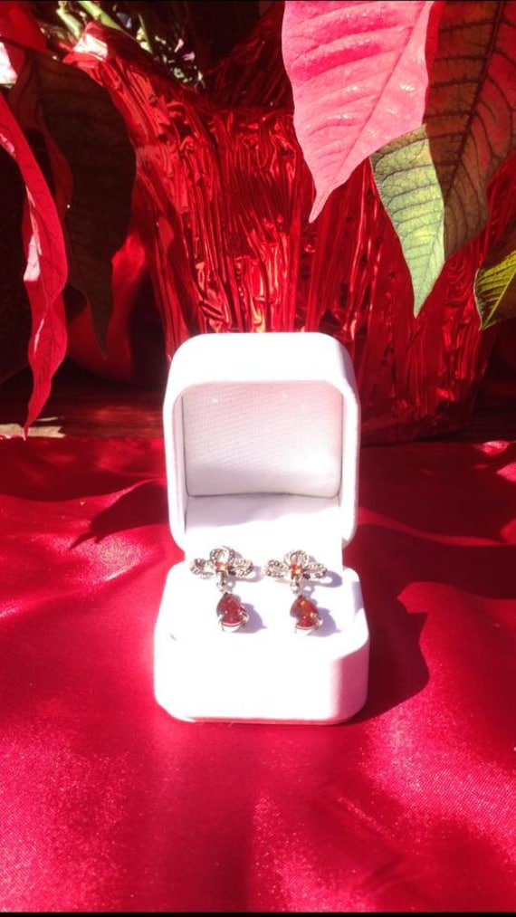 sterling Silber Granat Ohrringe Ohrringe, Tropfen, Handgefertigte Silber von GopalsJewelry