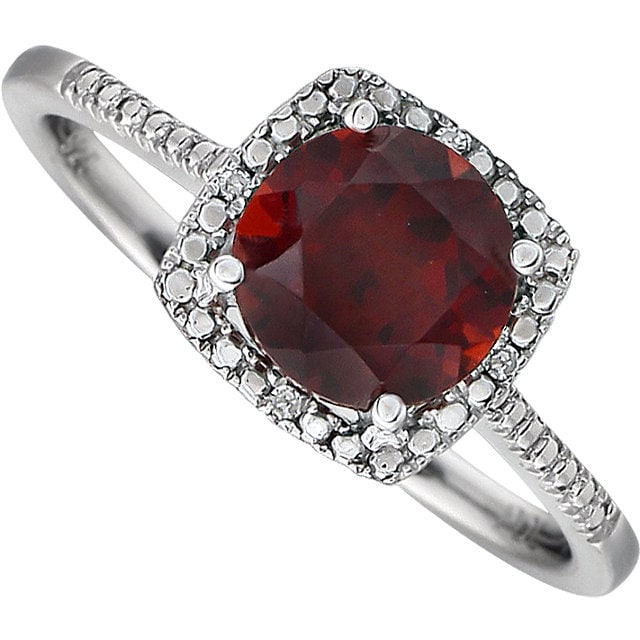 sterling Silber Mosambik Granat Und Diamant-Ring von GopalsJewelry