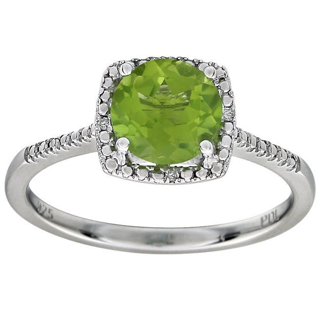 sterling Silber-Peridot-Diamant-Ring von GopalsJewelry