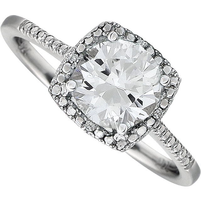 sterling Silber Weiß Saphir-Diamant-Ring von GopalsJewelry