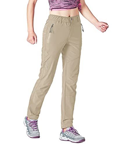 Gopune Damen-Outdoor-Wanderhose, leicht, schnell trocknend, wasserabweisend, Berghose, Hellkhaki, X-Klein von Gopune