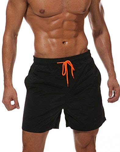 Gopune Herren-Badehose, schnell trocknend, mit Netzfutter, Schwarz, XXL von Gopune