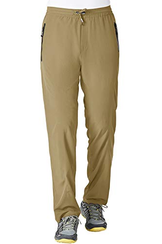 Gopune Leichte Herren-Wanderhose, atmungsaktiv, athletisch, Workout, aktive Jogginghose, Reißverschlusstaschen, Khaki, Größe XL von Gopune