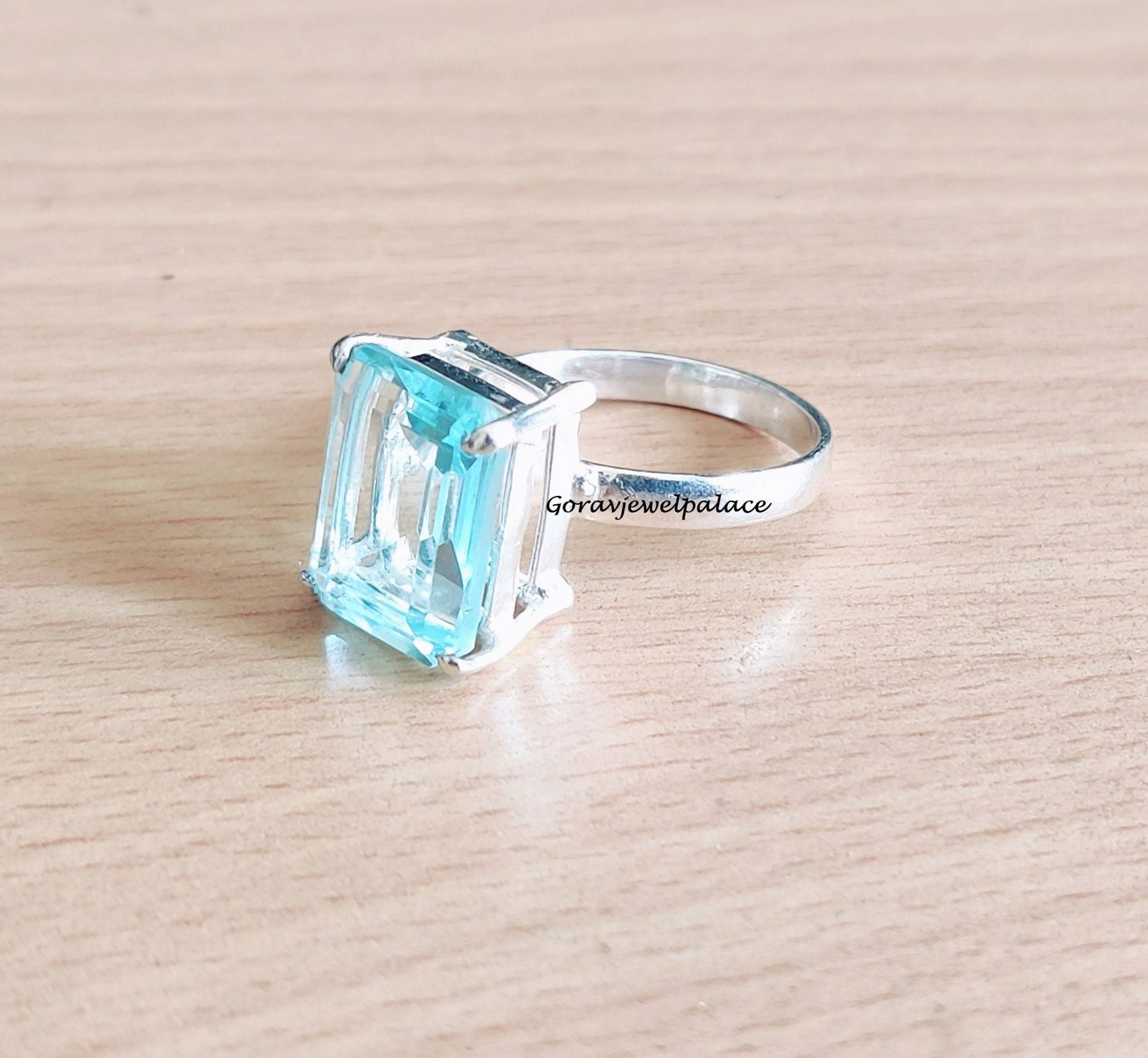 Aquamarin Ring, 925 Silber Handgemachter Edelstein Frauen & Männer Schmuck, Geschenk Für Sie/Ihn von Goravjewelpalace