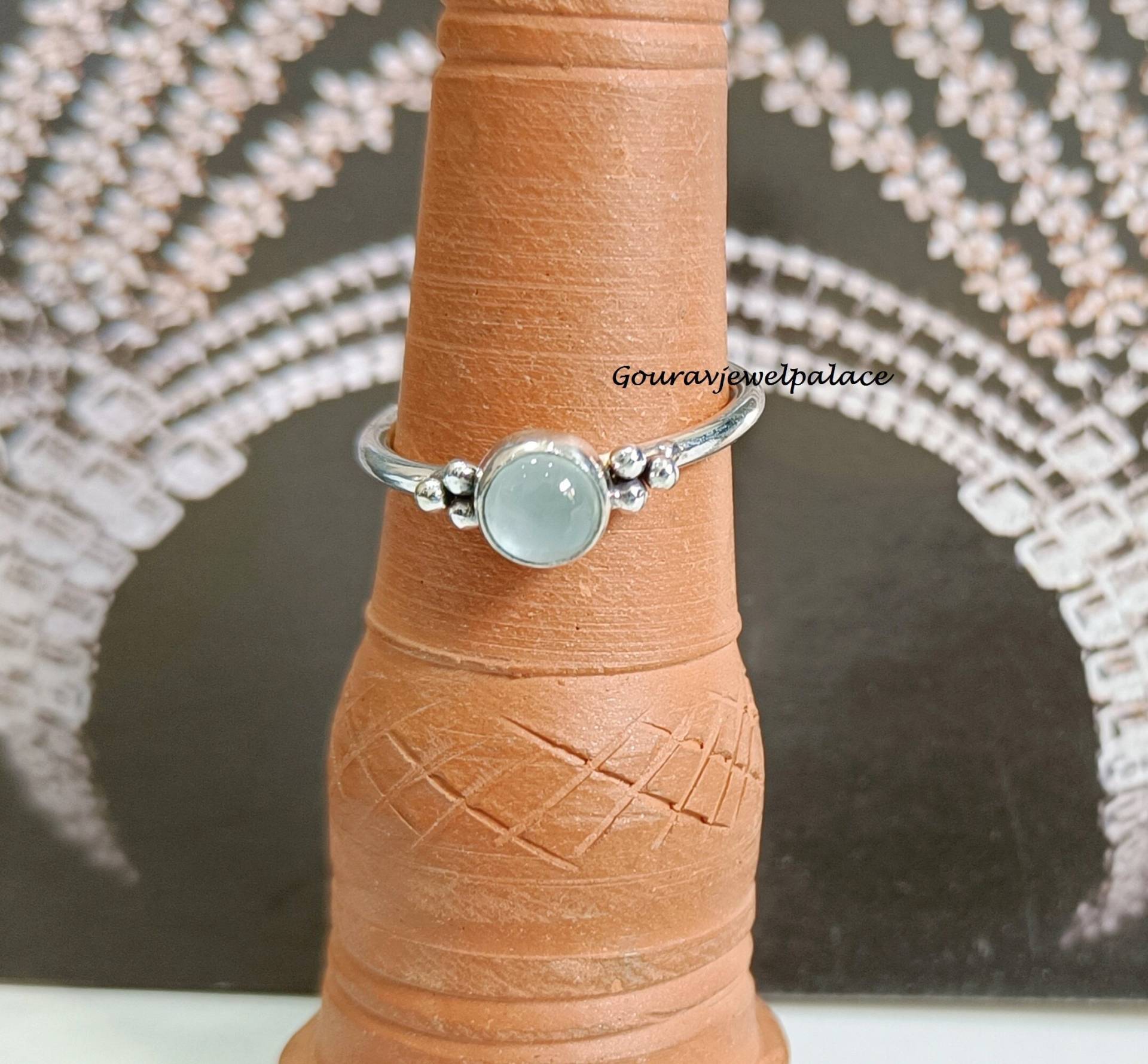 Aquamarin Ring, 925 Sterling Silber Schlichter Bandring, Handgemachter Sorgenring, Ehering, Frauen Schmuck, Schmuck von Goravjewelpalace