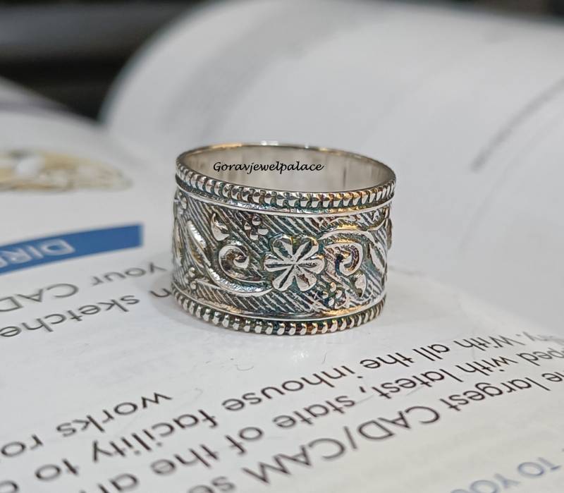 Blumen Designer Bandring, Daumenring, 925 Sterling Silber Ring, Handgemachter Sorgenring, Boho Schöner Männer Und Frauen Ring von Goravjewelpalace
