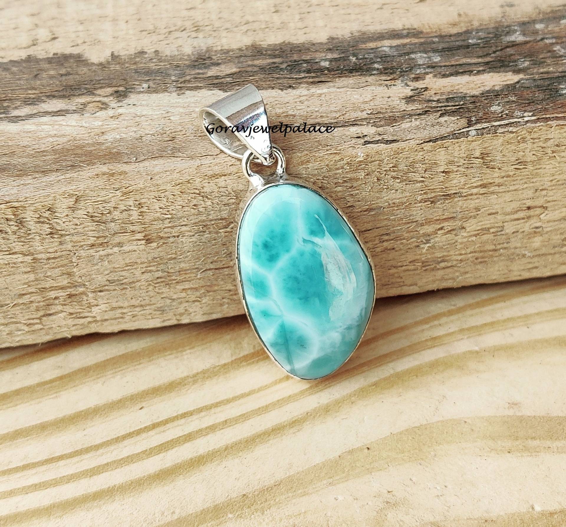 Larimar Anhänger/925 Sterling Silber Schmuck/Einfacher Anhänger/Handgefertigter Anhänger/Halskette Für Frauen /Jubiläum Anhänger/Freundschaft von Goravjewelpalace