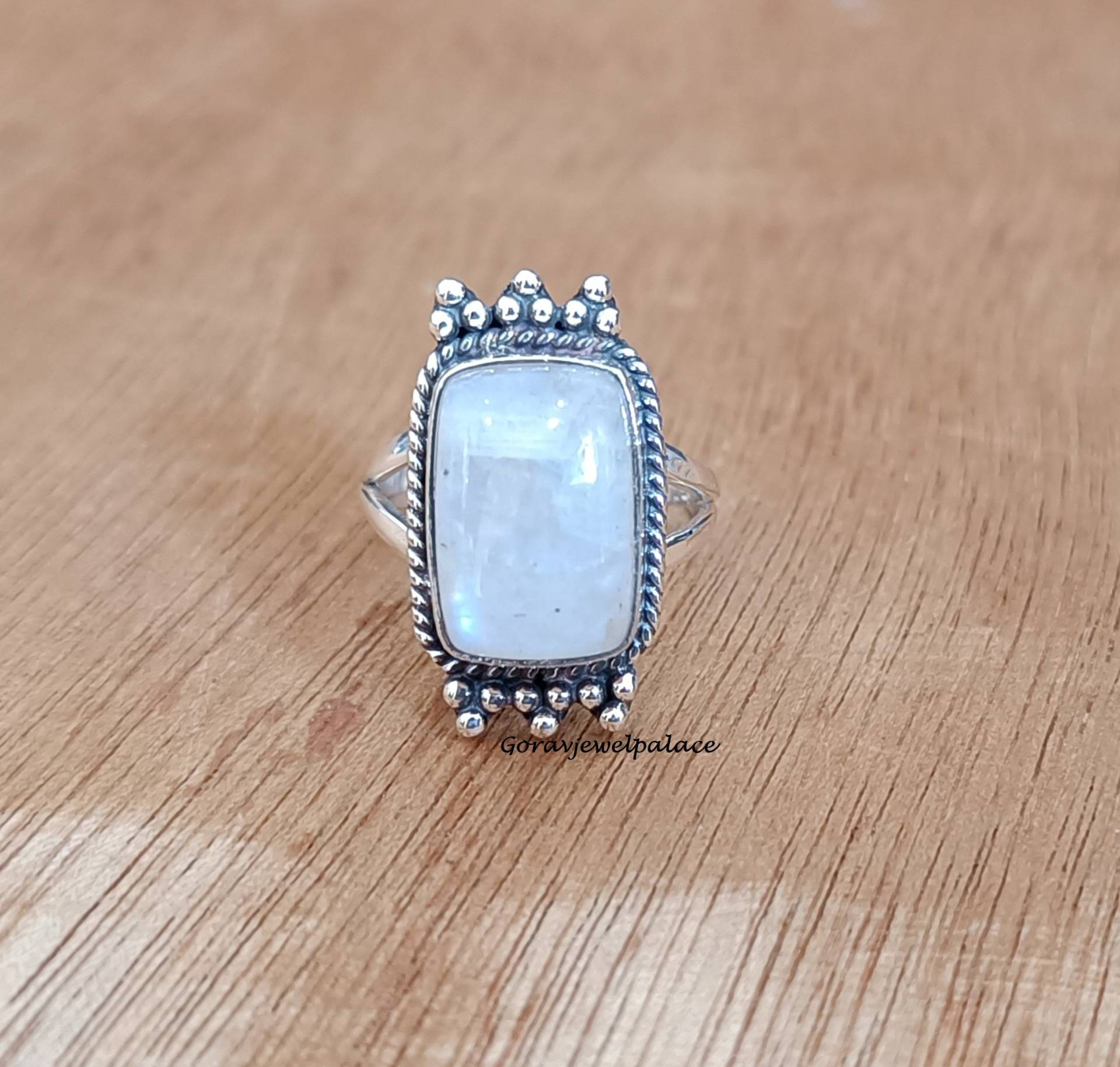 Mondstein Ring, 925 Sterling Silber Ring, Handgemachter Ring, Silber Boho Ring, Edelstein Ring, Boho Ring, Designer Ring, Frauen Schmuck, Geschenk von Goravjewelpalace