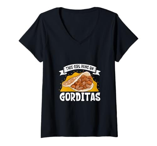 Damen Ladies Love Gorditas T-Shirt mit V-Ausschnitt Damen Ladies Love Gorditas T-Shirt mit V-Ausschnitt von Gorditas Designs