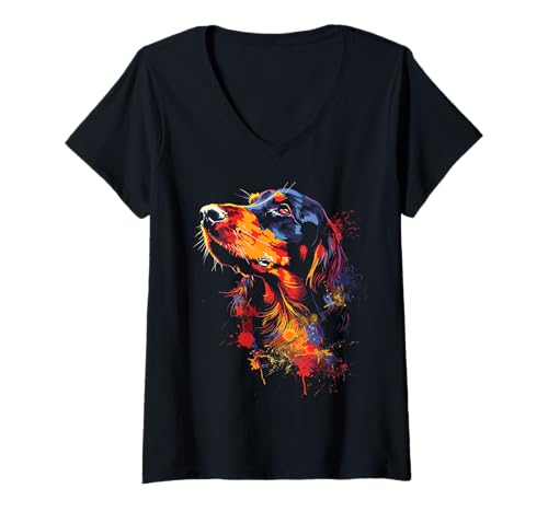 Damen Gordon Setter Hund T-Shirt mit V-Ausschnitt Damen Gordon Setter Hund T-Shirt mit V-Ausschnitt von Gordon Setter Hundedesign-Kleidung