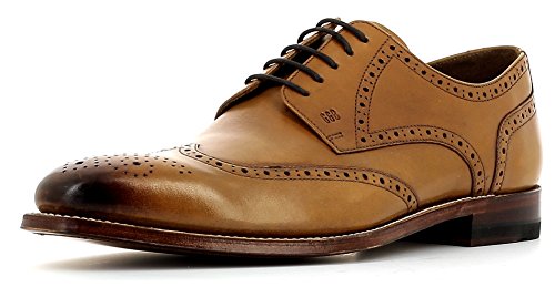 Gordon & Bros Milan 4371 L Stylischer rahmengenähter Herren Derby Schnürhalbschuh, Full Brogue, Leder-/Gummisohle mit farblichen Akzenten für Business, Freizeit, Goodyear Welted Braun (Tan-A), EU 40 von Gordon & Bros