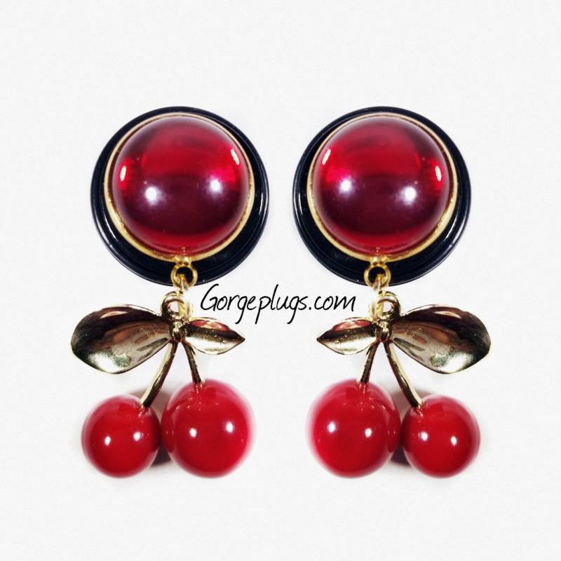 00G-3/4" Gold Kirschen Plugs | Paarweise Verkauft | 10 Mm-19 Mm| Obst Ohrringe, Lebensmittel, Rockabilly, Retro Plugs 00G-3/4" Gold Kirschen Plugs | Paarweise Verkauft | 10 Mm-19 Mm| Obst Ohrringe, Lebensmittel, Rockabilly, Retro Plugs von GorgePlugs