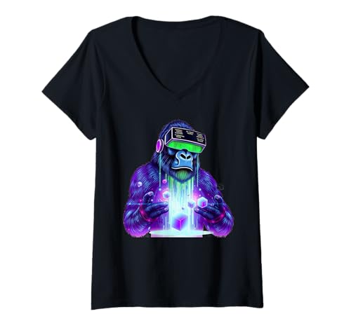 Damen Gorilla VR Gamer Playing Tag Jungs Lustiges Gorilla VR für Erwachsene T-Shirt mit V-Ausschnitt Damen Gorilla VR Gamer Playing Tag Jungs Lustiges Gorilla VR für Erwachsene T-Shirt mit V-Ausschnitt von Gorilla VR Gamer Birthday Gamer Gorilla Apparel Te