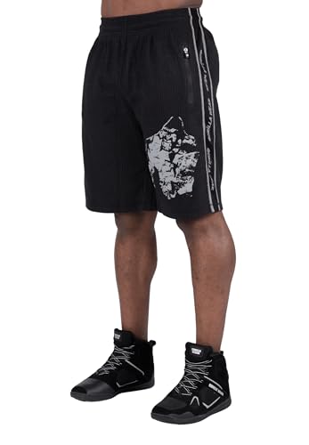 Gorilla Wear - Buffalo Old School Workout Shorts - Schwarz/Grau - Bodybuilding und Fitness Bekleidung Herren Jogging Laufen bequem mit Logoaufdruck, XXL-3XL von Gorilla Wear
