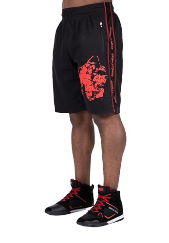 Gorilla Wear - Buffalo Old School Workout Shorts - Schwarz/Rot - Bodybuilding und Fitness Bekleidung Herren Jogging Laufen bequem mit Logoaufdruck, S-M von Gorilla Wear