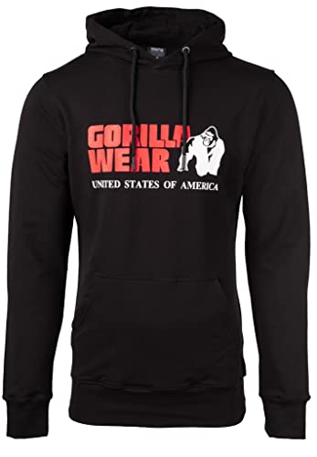 Gorilla Wear - Classic Hoodie - Schwarz - Bodybuilding Sport Alltag Freizeit mit Logo Aufdruck leicht und bequem für optimale Bewegung aus Polyester und Spandex, 3XL von Gorilla Wear