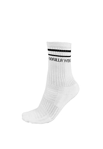 Gorilla Wear - Crew Socks - Weiß - Freizeit Bequem Unisex mit Logo Schriftzug Bewegungsfreiheit aus Baumwolle Elasthan mit geripptem Bund leicht, 34-38 von Gorilla Wear