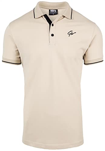 Gorilla Wear - Delano Polo - Beige - Bodybuilding Sport Alltag Freizeit mit Logo Aufdruck leicht und bequem für optimale Bewegung aus Baumwolle Polyester, XL von Gorilla Wear