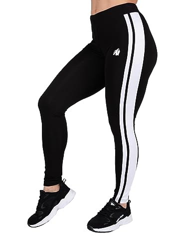 Gorilla Wear - Hailey Leggings - Schwarz - Bodybuilding Sport Alltag Freizeit mit Logo Aufdruck leicht und bequem für optimale Bewegung aus Baumwolle Polyester, L von Gorilla Wear