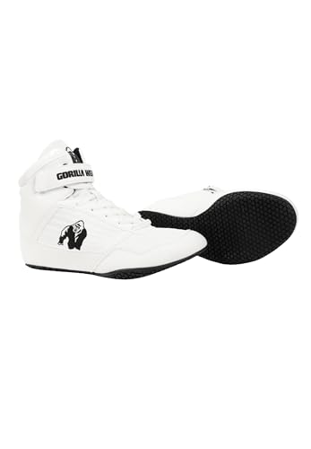 Gorilla Wear - High Tops Black Weiß - Bodybuilding und Fitness Schuhe mit Logo leicht bequem perfekt für Gym Sport Krafttraining Polyester PU, 47 von Gorilla Wear