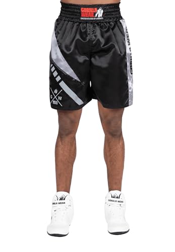 Gorilla Wear - Hornell Boxing Shorts - Schwarz/Grau - Bodybuilding und Fitness Bekleidung Herren Jogging Laufen bequem mit Logoaufdruck Boxing, M von Gorilla Wear