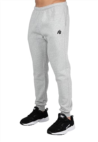 Gorilla Wear - Kennewick Sweatpants - Grau - Bodybuilding Sport Alltag Freizeit mit Logo Aufdruck leicht und bequem für optimale Bewegung aus Polyester und Baumwolle, M von Gorilla Wear