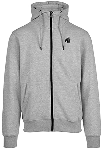 Gorilla Wear - Kennewick Zipped Hoodie - Grau - Bodybuilding Sport Alltag Freizeit mit Logo Aufdruck leicht und bequem für optimale Bewegung aus Polyester und Baumwolle, M von Gorilla Wear