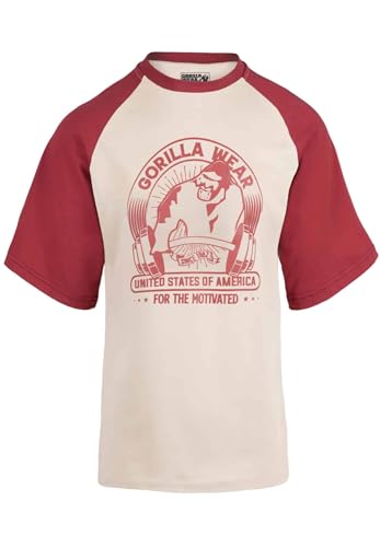 Gorilla Wear - Logan Oversized T-Shirt - Beige/Rot -, XXL von Gorilla Wear