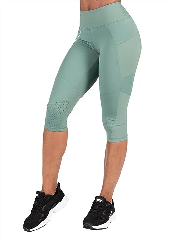 Gorilla Wear - Monroe Cropped Leggings - Grün - Bodybuilding Fitness Sport Freizeit Damen Hose lang Blickdicht Yoga Joggen Laufen aus Polyester und Elasthan, M von Gorilla Wear