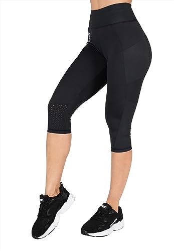 Gorilla Wear - Monroe Cropped Leggings - Schwarz - Bodybuilding Fitness Sport Freizeit Damen Hose lang Blickdicht Yoga Joggen Laufen aus Polyester und Elasthan, M von Gorilla Wear