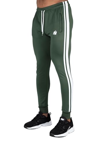 Gorilla Wear - Riverside Track Pants - Grün - Bodybuilding Sport Alltag Freizeit mit Logo Aufdruck leicht und bequem für optimale Bewegung aus Polyester Elasthan, M von Gorilla Wear