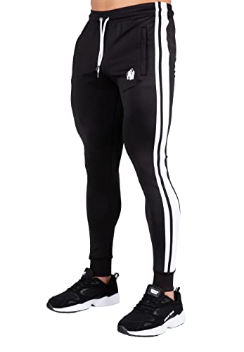 Gorilla Wear - Riverside Track Pants - Schwarz - Bodybuilding Sport Alltag Freizeit mit Logo Aufdruck leicht und bequem für optimale Bewegung aus Polyester Elasthan, M von Gorilla Wear