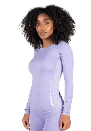 Gorilla Wear Selah Seamless Long Sleeve Damen Oberteil Fitness Gym Crossfit (DE/NL/SE/PL, Alphanumerisch, M, L, Regular, Regular, Lila) von Gorilla Wear