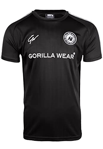 Gorilla Wear - Stratford T-Shirt - schwarz - Bodybuilding Sport Alltag Freizeit mit Logo Aufdruck leicht und bequem für optimale Bewegung aus Polyester, L von Gorilla Wear