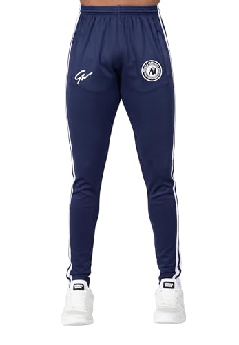 Gorilla Wear - Stratford Track Pants - Blau - Bodybuilding Sport Alltag Freizeit mit Logo Aufdruck leicht und bequem für optimale Bewegung aus Polyester und Spandex, 4XL von Gorilla Wear