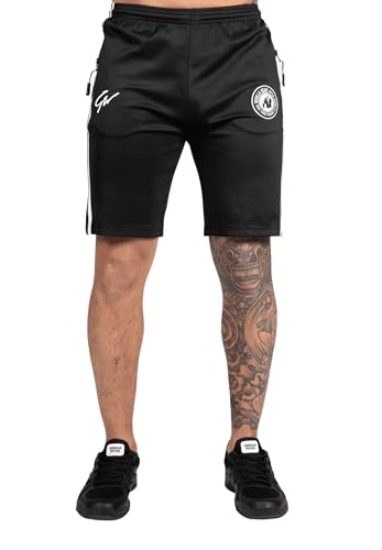 Gorilla Wear - Stratford Track Shorts - Schwarz - Bodybuilding Sport Alltag Freizeit mit Logo Aufdruck leicht und bequem für optimale Bewegung aus Polyester und Spandex, L von Gorilla Wear