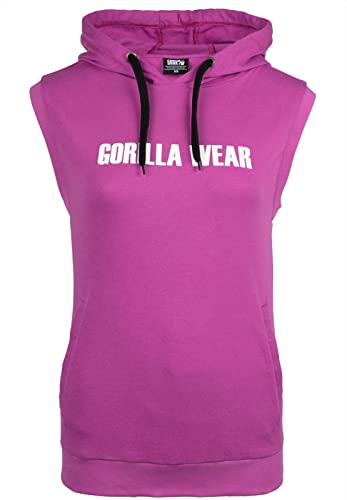 Gorilla Wear - Virginia Sleeveless Hoodie - Lila - Bodybuilding Sport Alltag Freizeit mit Logo Aufdruck leicht und bequem für optimale Bewegung aus Baumwolle Polyester, M von Gorilla Wear