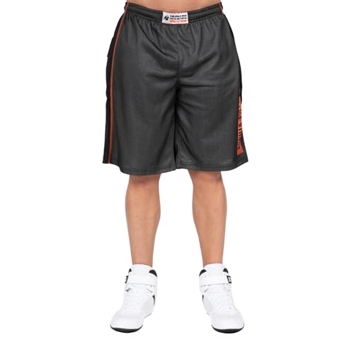 Gorilla Wear Wallace Mesh Shorts Bodybuilding Short Old School doppelgrößen weiter Schnitt (DE/NL/SE/PL, Alphanumerisch, S, M, Regular, Tall, schwarz/rot) von Gorilla Wear