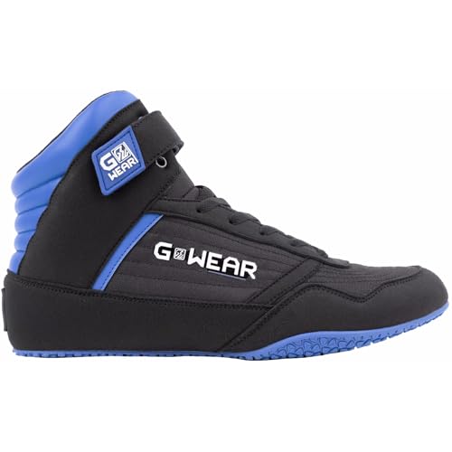 Gwear Classic High Tops - Bodybuilding und Fitness Schuhe mit Logo leicht bequem perfekt für Gym Sport Krafttraining (schwarz / blau, EU Schuhgrößensystem, Erwachsene, Herren, Numerisch, M, 42) von Gorilla Wear