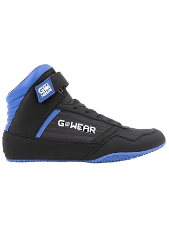 Gwear Classic High Tops - Bodybuilding und Fitness Schuhe mit Logo leicht bequem perfekt für Gym Sport Krafttraining (schwarz / blau, EU Schuhgrößensystem, Erwachsene, Herren, Numerisch, M, 40) von Gorilla Wear