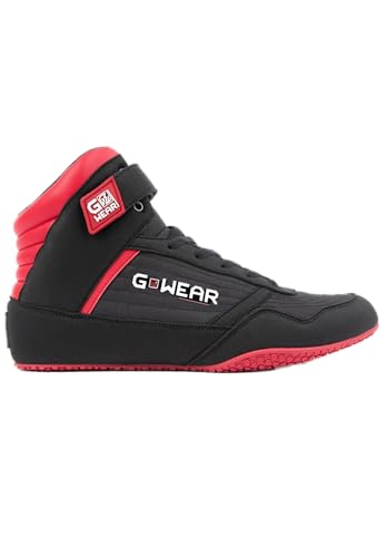 Gwear Classic High Tops - Bodybuilding und Fitness Schuhe mit Logo leicht bequem perfekt für Gym Sport Krafttraining (schwarz / rot, EU Schuhgrößensystem, Erwachsene, Herren, Numerisch, M, 40) von Gorilla Wear