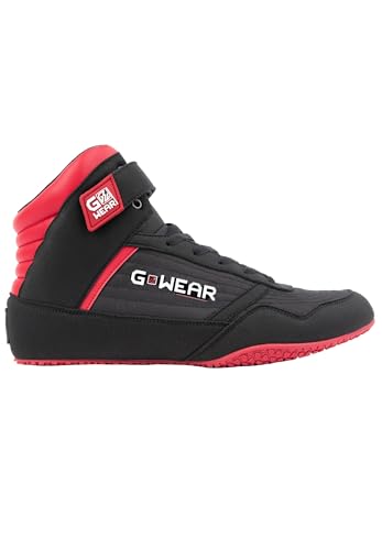 Gwear Classic High Tops - Bodybuilding und Fitness Schuhe mit Logo leicht bequem perfekt für Gym Sport Krafttraining (schwarz / rot, EU Schuhgrößensystem, Erwachsene, Numerisch, M, 39) von Gorilla Wear